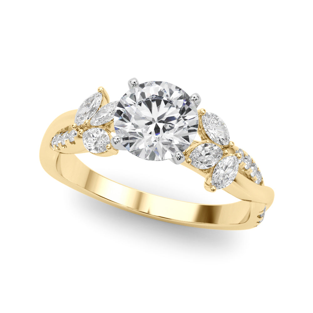 Radiant Rd & Mq Twisted Shank Engagement Round Diamond Engagement Ring in 10K/14K gold and platinum with certified lab-grown or natural diamonds
