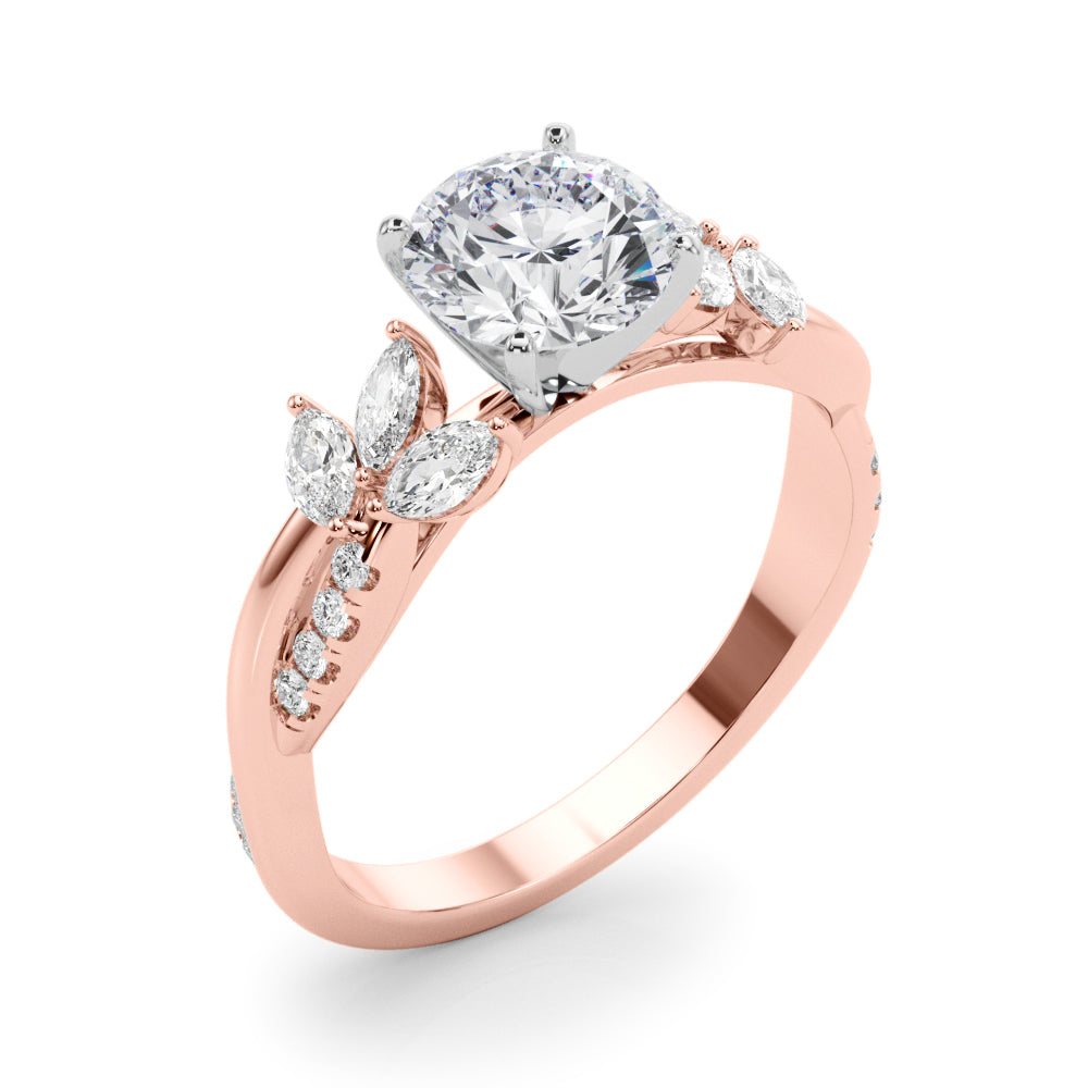 Radiant Rd & Mq Twisted Shank Engagement Round Diamond Engagement Ring in 10K/14K gold and platinum with certified lab-grown or natural diamonds