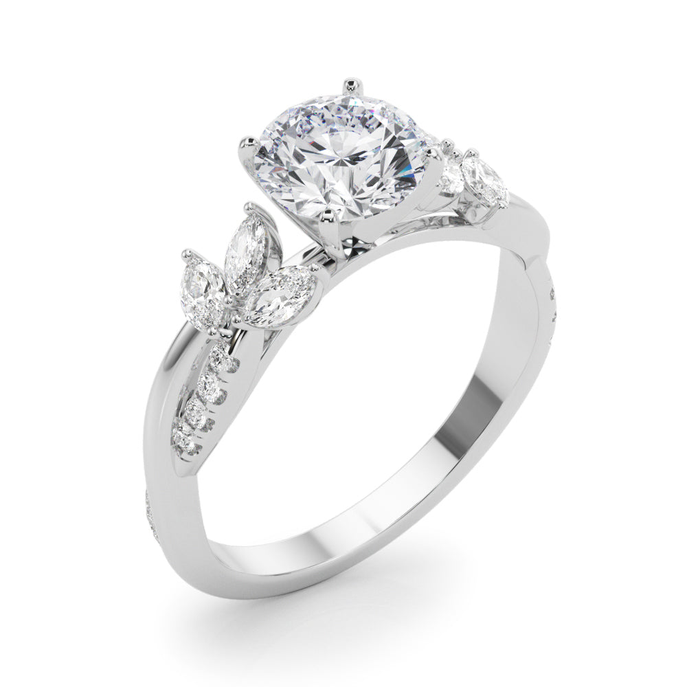 Radiant Rd & Mq Twisted Shank Engagement Round Diamond Engagement Ring in 10K/14K gold and platinum with certified lab-grown or natural diamonds