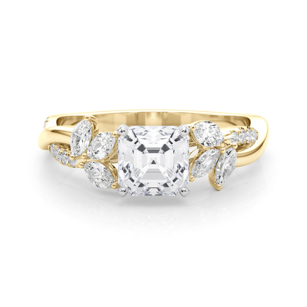 Radiant Rd & Mq Twisted Shank Engagement Round Diamond Engagement Ring in 10K/14K gold and platinum with certified lab-grown or natural diamonds