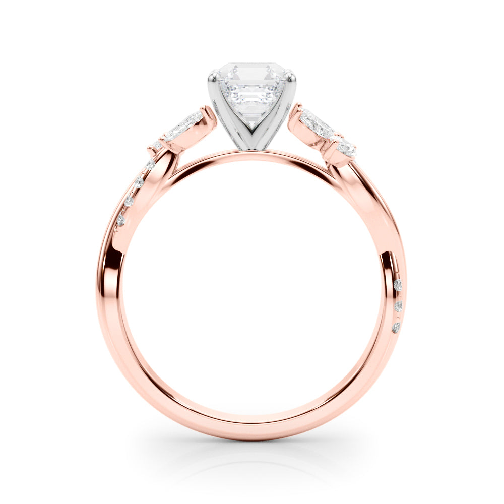 Radiant Rd & Mq Twisted Shank Engagement Round Diamond Engagement Ring in 10K/14K gold and platinum with certified lab-grown or natural diamonds