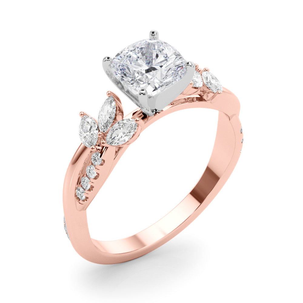 Radiant Rd & Mq Twisted Shank Engagement Round Diamond Engagement Ring in 10K/14K gold and platinum with certified lab-grown or natural diamonds