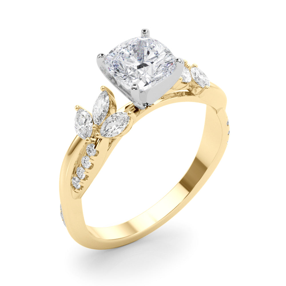 Radiant Rd & Mq Twisted Shank Engagement Round Diamond Engagement Ring in 10K/14K gold and platinum with certified lab-grown or natural diamonds
