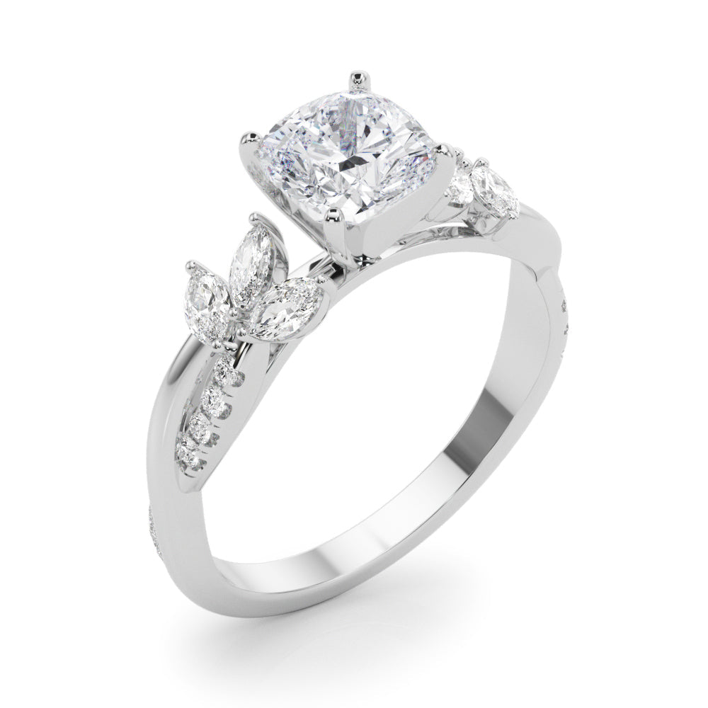 Radiant Rd & Mq Twisted Shank Engagement Round Diamond Engagement Ring in 10K/14K gold and platinum with certified lab-grown or natural diamonds