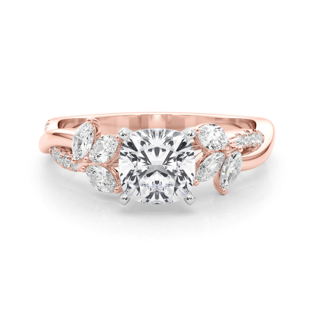 Radiant Rd & Mq Twisted Shank Engagement Round Diamond Engagement Ring in 10K/14K gold and platinum with certified lab-grown or natural diamonds