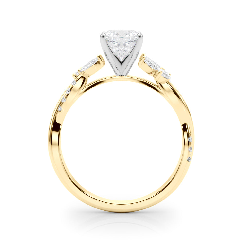 Radiant Rd & Mq Twisted Shank Engagement Round Diamond Engagement Ring in 10K/14K gold and platinum with certified lab-grown or natural diamonds