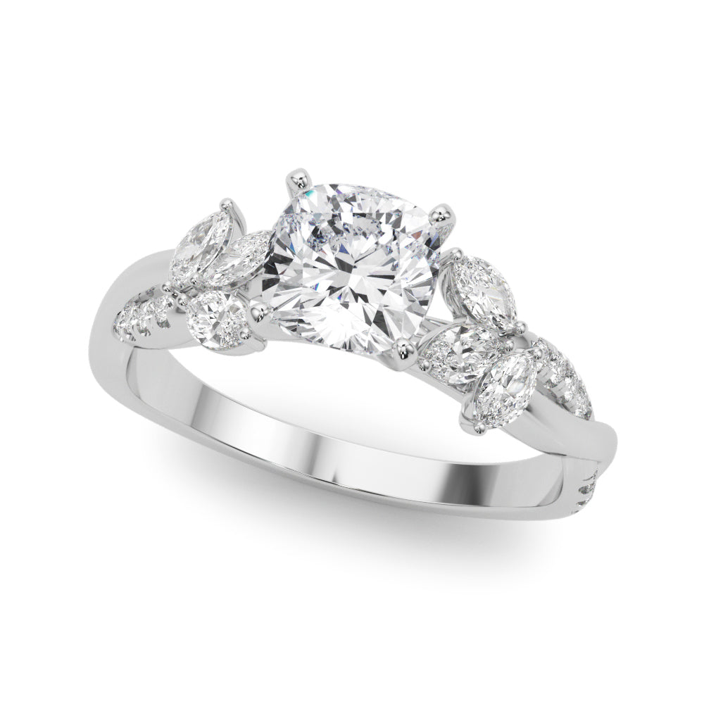Radiant Rd & Mq Twisted Shank Engagement Round Diamond Engagement Ring in 10K/14K gold and platinum with certified lab-grown or natural diamonds