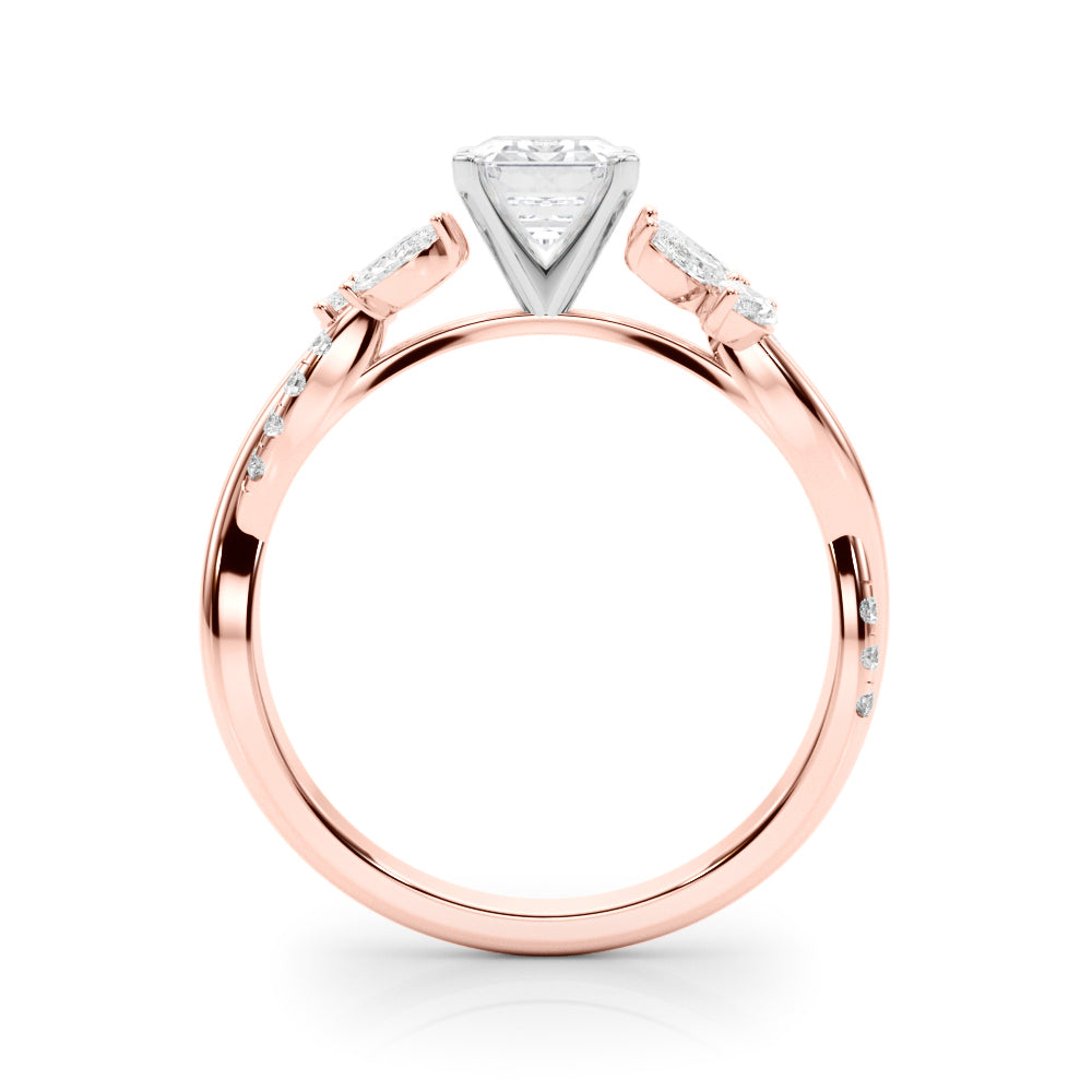 Radiant Rd & Mq Twisted Shank Engagement Round Diamond Engagement Ring in 10K/14K gold and platinum with certified lab-grown or natural diamonds