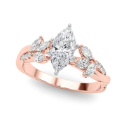 Radiant Rd & Mq Twisted Shank Engagement Round Diamond Engagement Ring in 10K/14K gold and platinum with certified lab-grown or natural diamonds