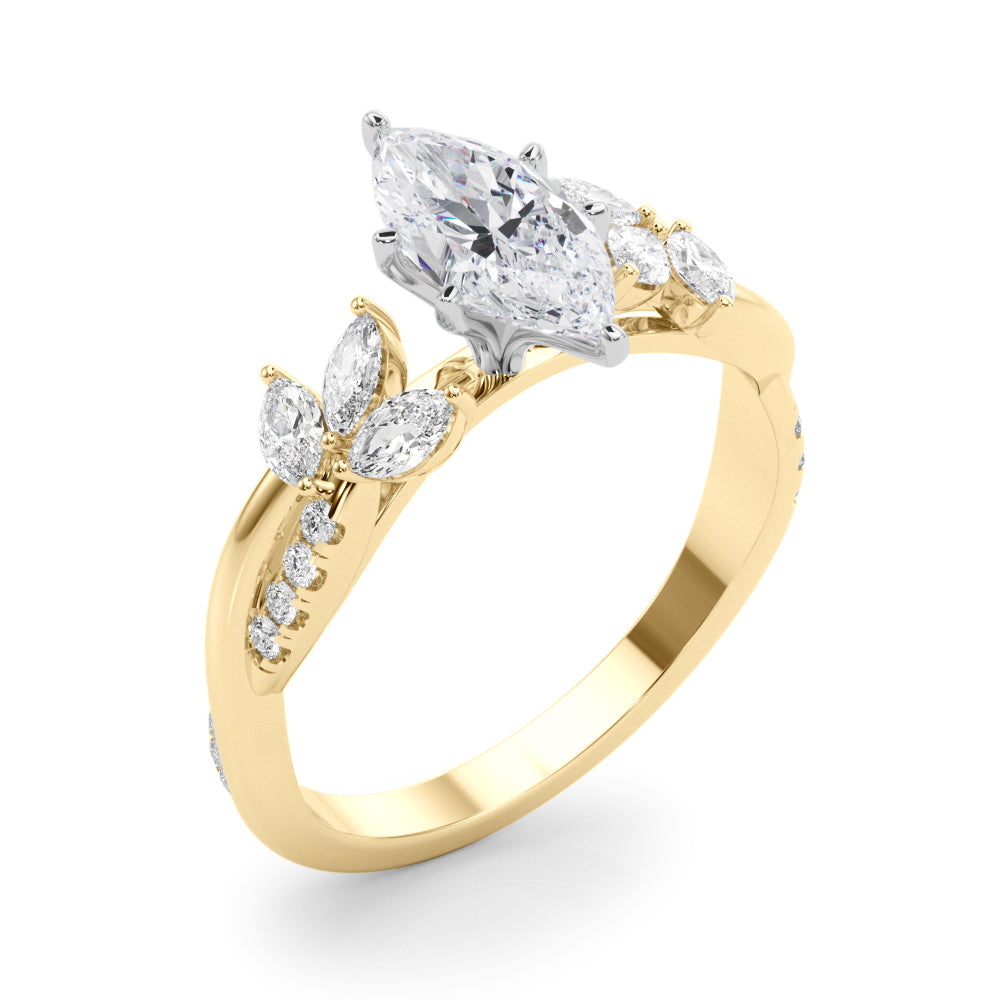 Radiant Rd & Mq Twisted Shank Engagement Round Diamond Engagement Ring in 10K/14K gold and platinum with certified lab-grown or natural diamonds