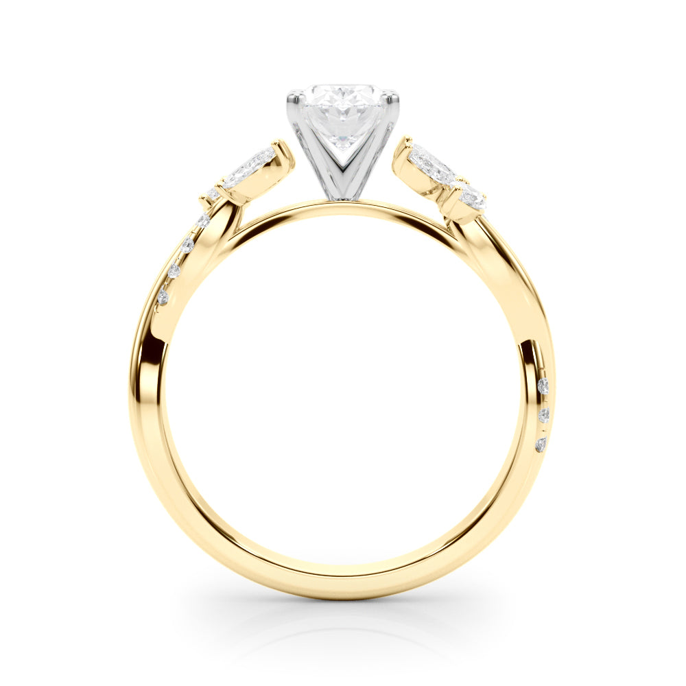 Radiant Rd & Mq Twisted Shank Engagement Round Diamond Engagement Ring in 10K/14K gold and platinum with certified lab-grown or natural diamonds