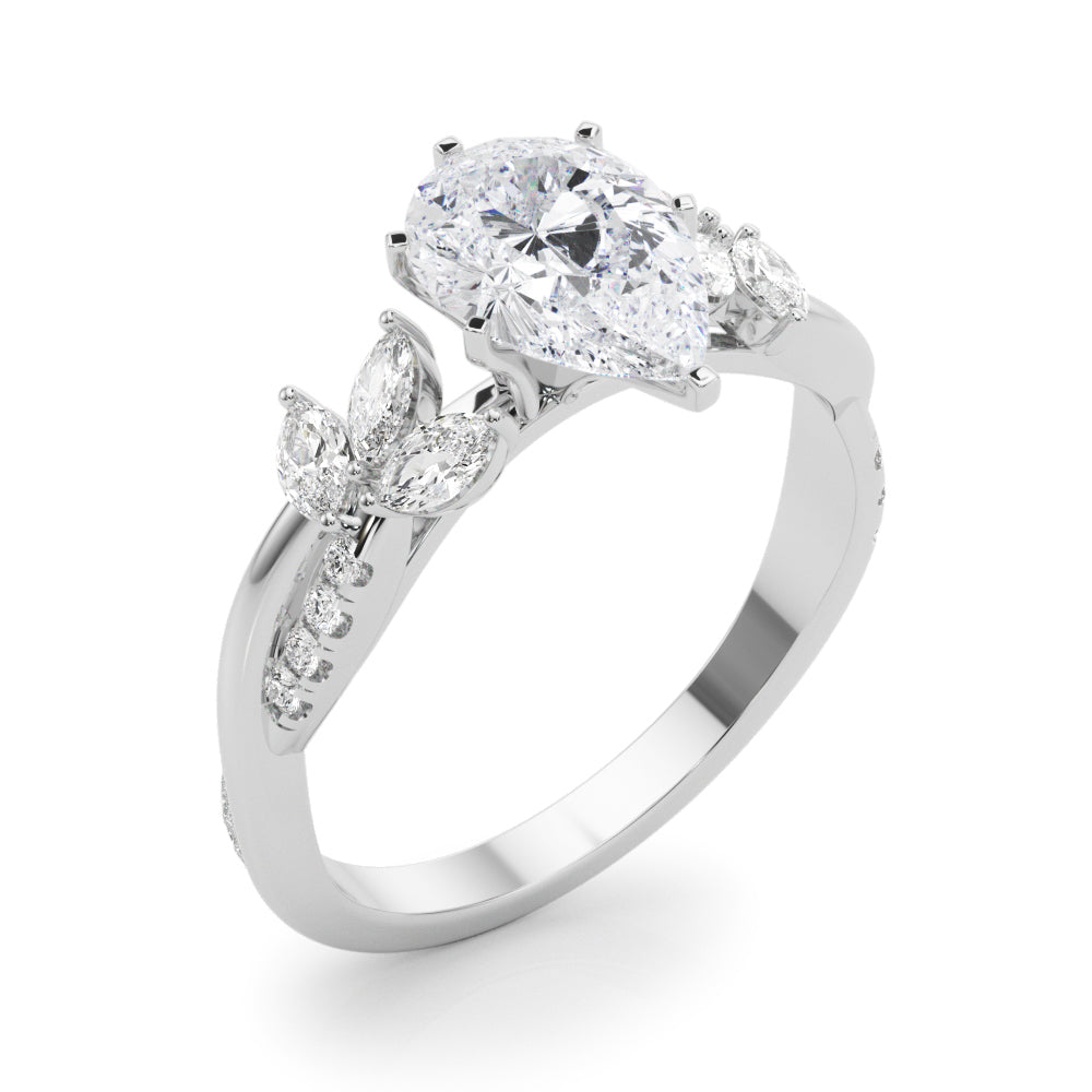 Radiant Rd & Mq Twisted Shank Engagement Round Diamond Engagement Ring in 10K/14K gold and platinum with certified lab-grown or natural diamonds