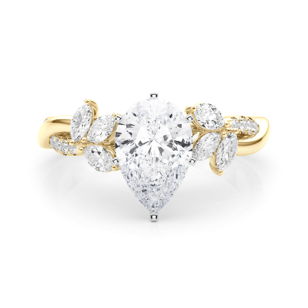 Radiant Rd & Mq Twisted Shank Engagement Round Diamond Engagement Ring in 10K/14K gold and platinum with certified lab-grown or natural diamonds