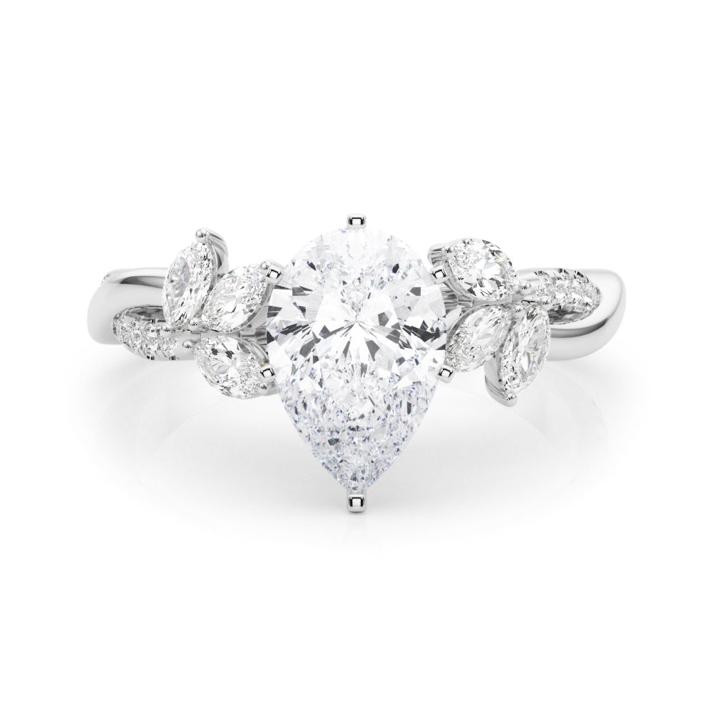 Radiant Rd & Mq Twisted Shank Engagement Round Diamond Engagement Ring in 10K/14K gold and platinum with certified lab-grown or natural diamonds