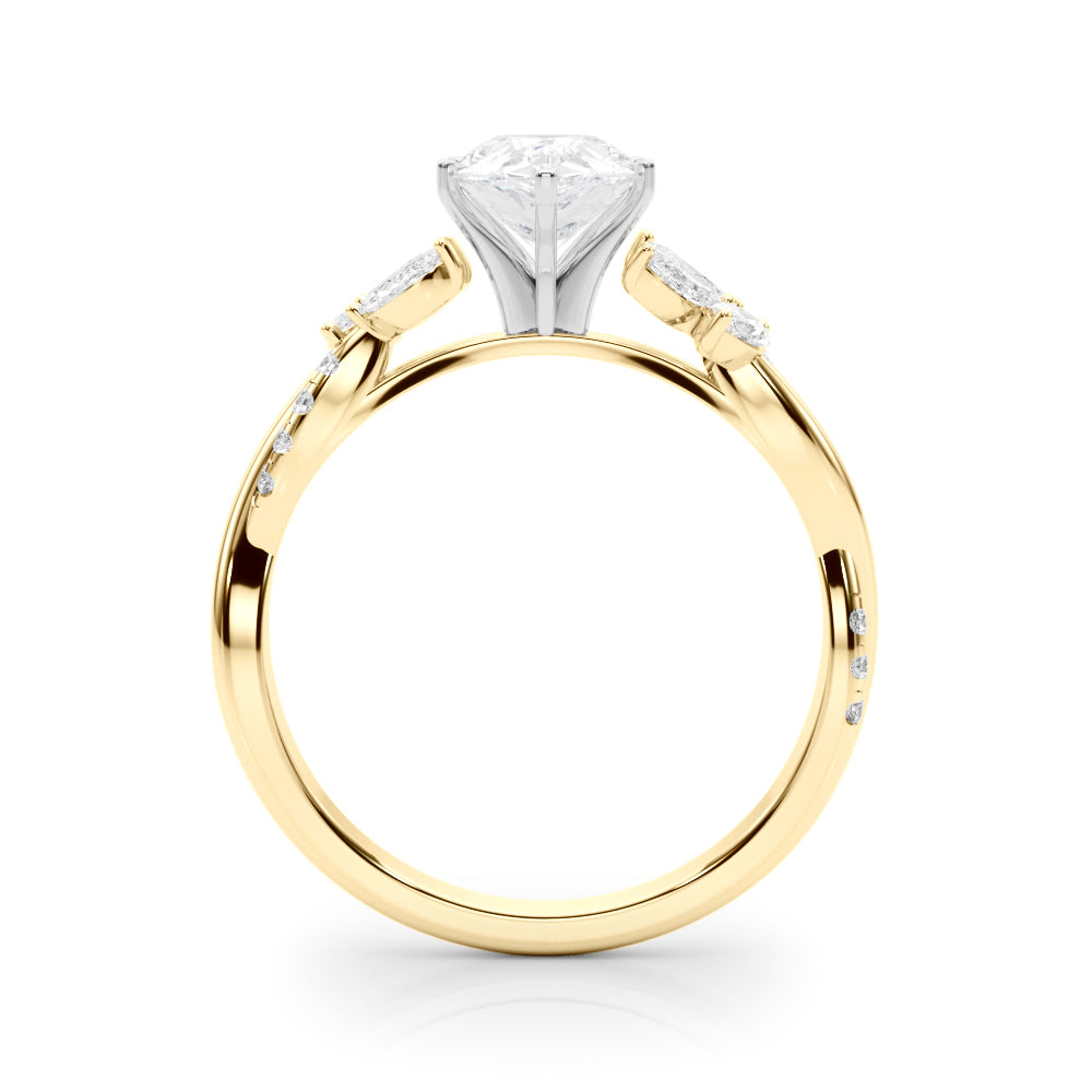 Radiant Rd & Mq Twisted Shank Engagement Round Diamond Engagement Ring in 10K/14K gold and platinum with certified lab-grown or natural diamonds