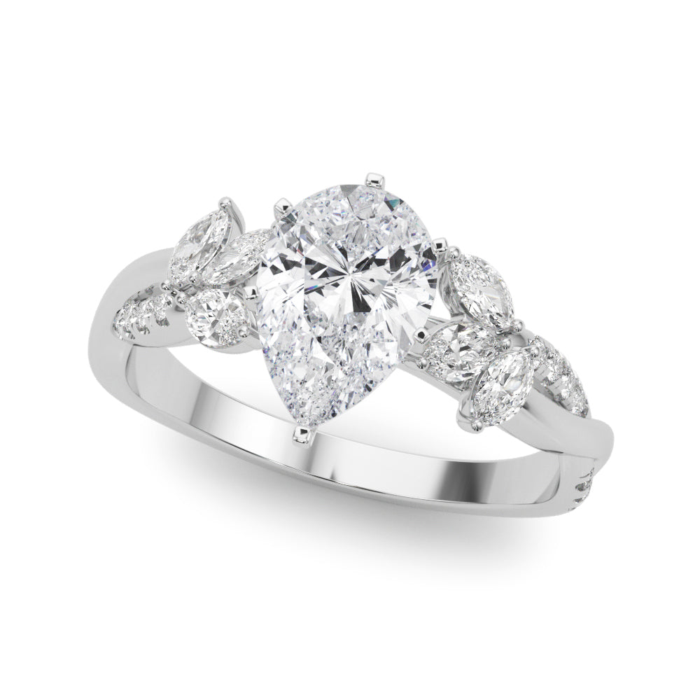 Radiant Rd & Mq Twisted Shank Engagement Round Diamond Engagement Ring in 10K/14K gold and platinum with certified lab-grown or natural diamonds