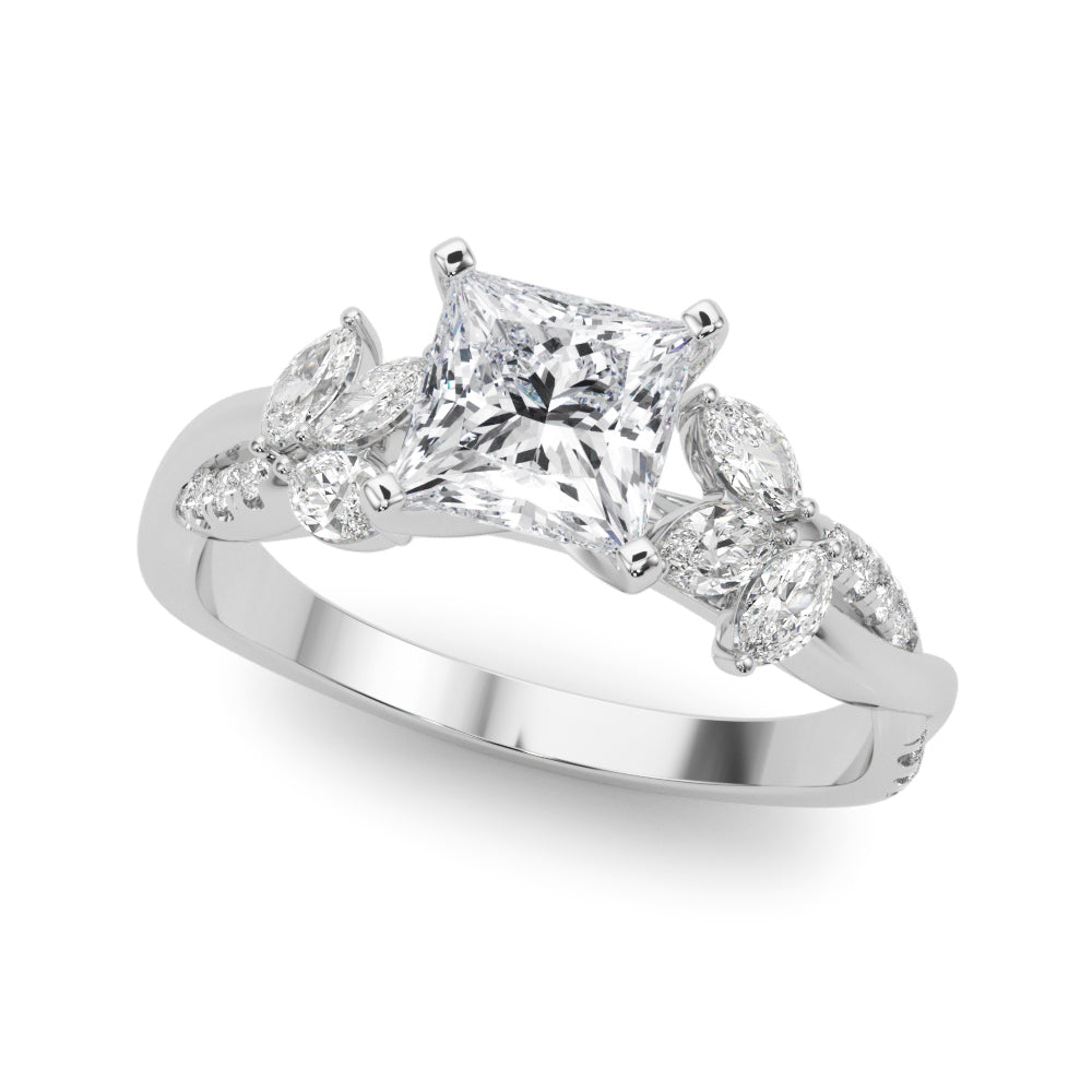 Radiant Rd & Mq Twisted Shank Engagement Round Diamond Engagement Ring in 10K/14K gold and platinum with certified lab-grown or natural diamonds
