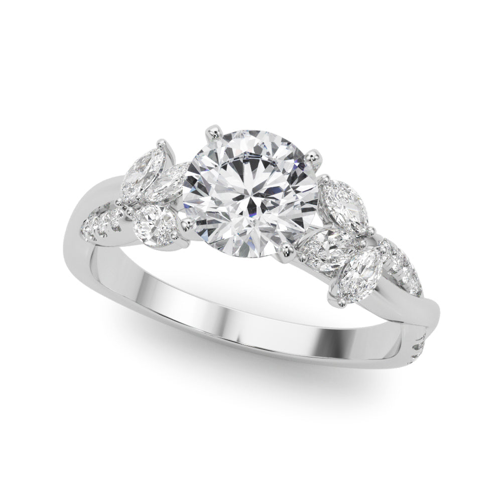 Radiant Rd & Mq Twisted Shank Engagement Round Diamond Engagement Ring in 10K/14K gold and platinum with certified lab-grown or natural diamonds