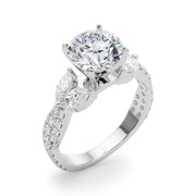 Romantic Mq & Rd Twisted Engagement Ring Round Diamond Engagement Ring â€” 10K/14K Gold & Platinum