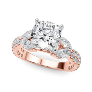 Romantic Mq & Rd Twisted Engagement Ring Round Diamond Engagement Ring â€” 10K/14K Gold & Platinum