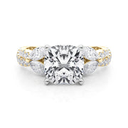 Romantic Mq & Rd Twisted Engagement Ring Round Diamond Engagement Ring â€” 10K/14K Gold & Platinum