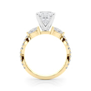 Romantic Mq & Rd Twisted Engagement Ring Round Diamond Engagement Ring â€” 10K/14K Gold & Platinum