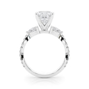 Romantic Mq & Rd Twisted Engagement Ring Round Diamond Engagement Ring â€” 10K/14K Gold & Platinum