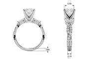 Romantic Mq & Rd Twisted Engagement Ring Round Diamond Engagement Ring â€” 10K/14K Gold & Platinum