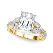 Romantic Mq & Rd Twisted Engagement Ring Round Diamond Engagement Ring â€” 10K/14K Gold & Platinum