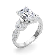 Romantic Mq & Rd Twisted Engagement Ring Round Diamond Engagement Ring â€” 10K/14K Gold & Platinum