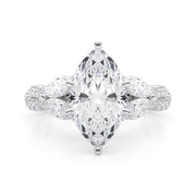 Romantic Mq & Rd Twisted Engagement Ring Round Diamond Engagement Ring â€” 10K/14K Gold & Platinum