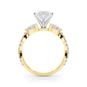 Romantic Mq & Rd Twisted Engagement Ring Round Diamond Engagement Ring â€” 10K/14K Gold & Platinum
