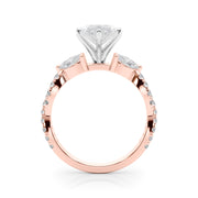 Romantic Mq & Rd Twisted Engagement Ring Round Diamond Engagement Ring â€” 10K/14K Gold & Platinum