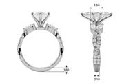 Romantic Mq & Rd Twisted Engagement Ring Round Diamond Engagement Ring â€” 10K/14K Gold & Platinum