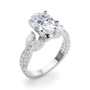 Romantic Mq & Rd Twisted Engagement Ring Round Diamond Engagement Ring â€” 10K/14K Gold & Platinum