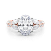 Romantic Mq & Rd Twisted Engagement Ring Round Diamond Engagement Ring â€” 10K/14K Gold & Platinum