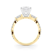 Romantic Mq & Rd Twisted Engagement Ring Round Diamond Engagement Ring â€” 10K/14K Gold & Platinum