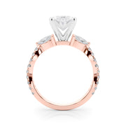 Romantic Mq & Rd Twisted Engagement Ring Round Diamond Engagement Ring â€” 10K/14K Gold & Platinum