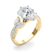 Romantic Mq & Rd Twisted Engagement Ring in 10K/14K gold and platinum with certified lab-grown or natural diamonds