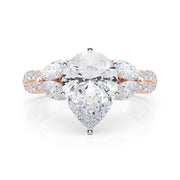 Romantic Mq & Rd Twisted Engagement Ring Round Diamond Engagement Ring â€” 10K/14K Gold & Platinum