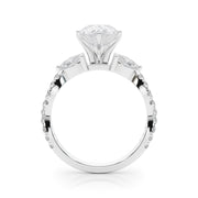 Romantic Mq & Rd Twisted Engagement Ring Round Diamond Engagement Ring â€” 10K/14K Gold & Platinum