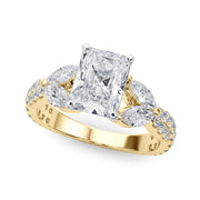 Romantic Mq & Rd Twisted Engagement Ring Round Diamond Engagement Ring â€” 10K/14K Gold & Platinum