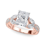 Romantic Mq & Rd Twisted Engagement Ring Round Diamond Engagement Ring â€” 10K/14K Gold & Platinum