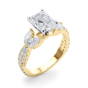 Romantic Mq & Rd Twisted Engagement Ring Round Diamond Engagement Ring â€” 10K/14K Gold & Platinum