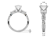 Romantic Mq & Rd Twisted Engagement Ring Round Diamond Engagement Ring â€” 10K/14K Gold & Platinum