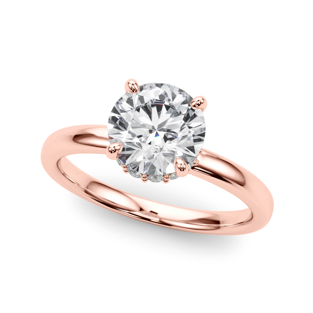 Resplendent Hidden Halo Rd Center Round Diamond Engagement Ring in 10K/14K gold and platinum with certified lab-grown or natural diamonds