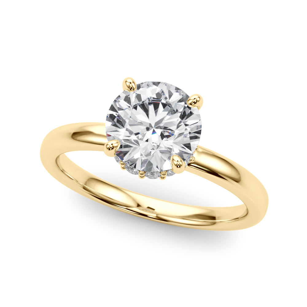 Resplendent Hidden Halo Rd Center Round Diamond Engagement Ring in 10K/14K gold and platinum with certified lab-grown or natural diamonds