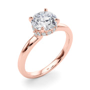 Resplendent Hidden Halo Rd Center Round Diamond Engagement Ring in 10K/14K gold and platinum with certified lab-grown or natural diamonds