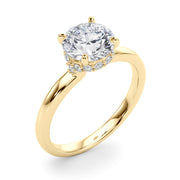 Resplendent Hidden Halo Rd Center Round Diamond Engagement Ring in 10K/14K gold and platinum with certified lab-grown or natural diamonds