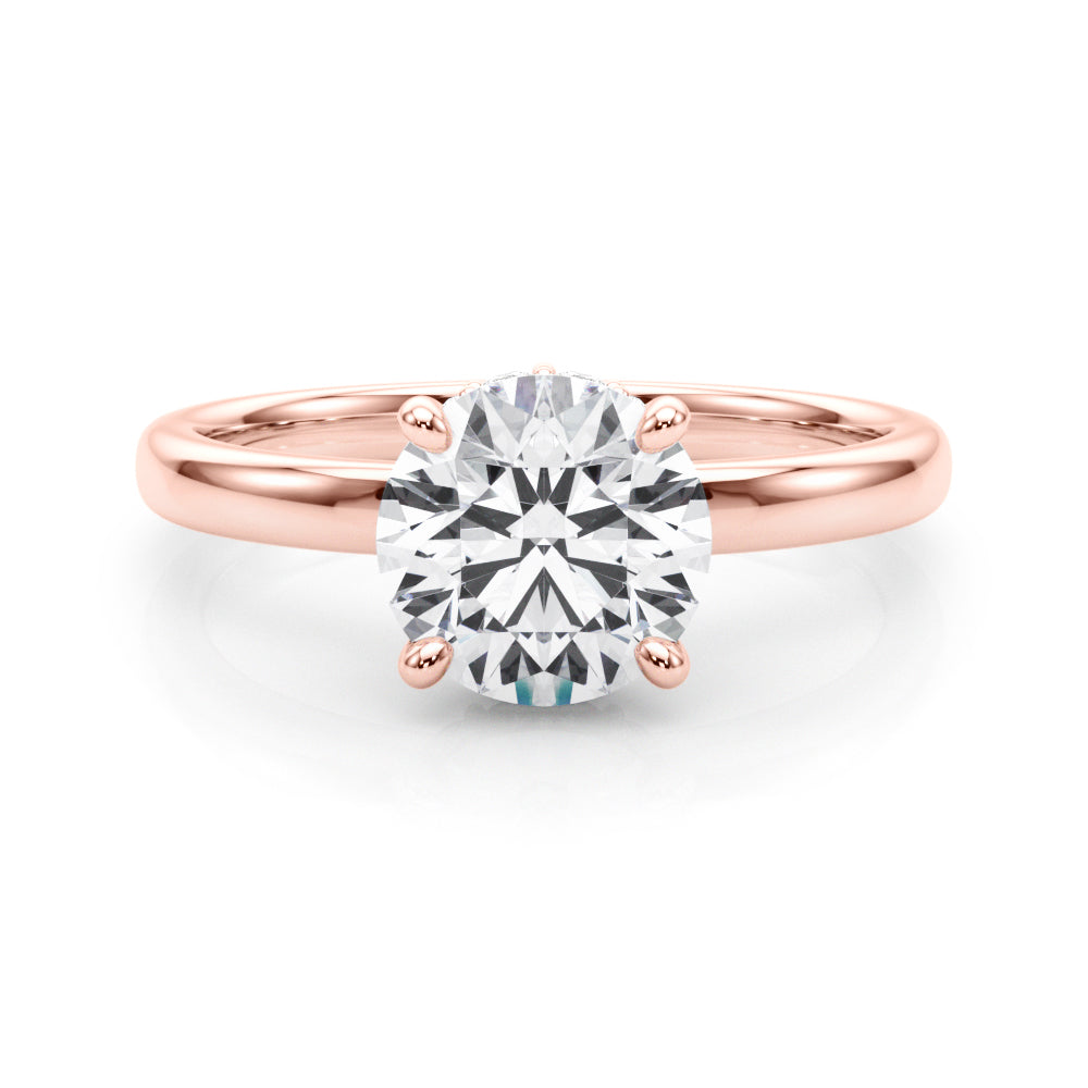 Resplendent Hidden Halo Rd Center Round Diamond Engagement Ring in 10K/14K gold and platinum with certified lab-grown or natural diamonds